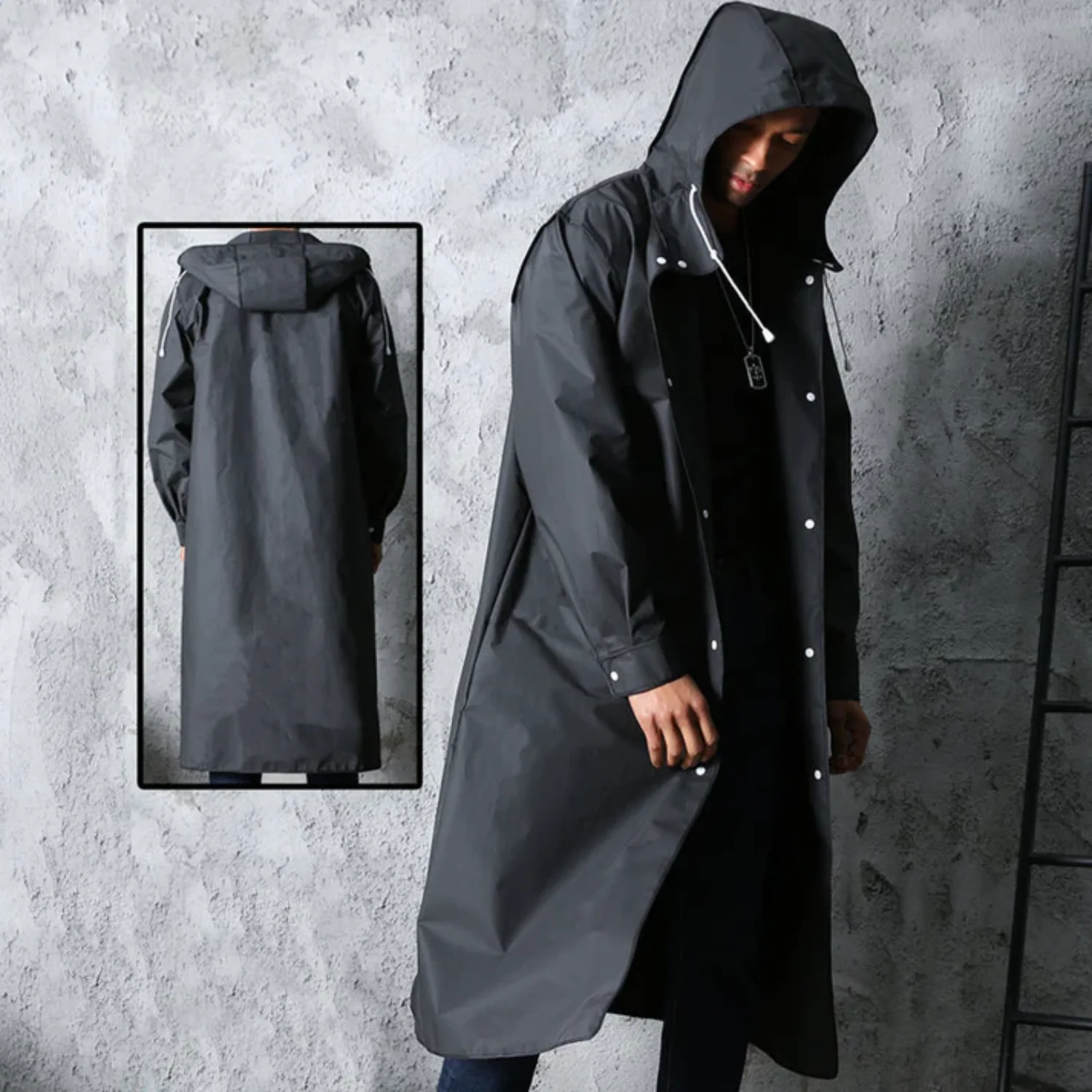 Adrien Manteau de Pluie Homme – Long Imperméable Respirant avec Capuche Ajustable - Image 4