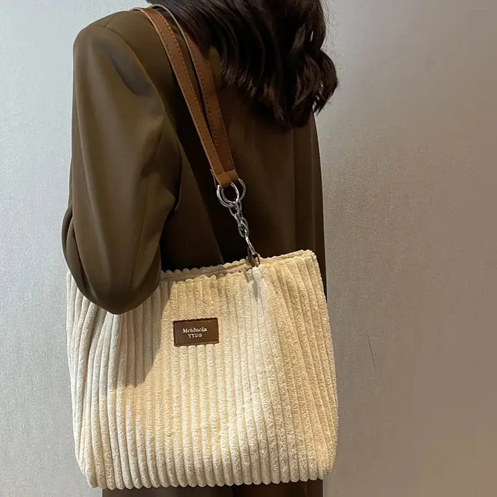 Amanda Sac Shopper Femme – Sac en Velours Côtelé Élégant avec Grand Espace & Bandoulière Réglable - Image 8