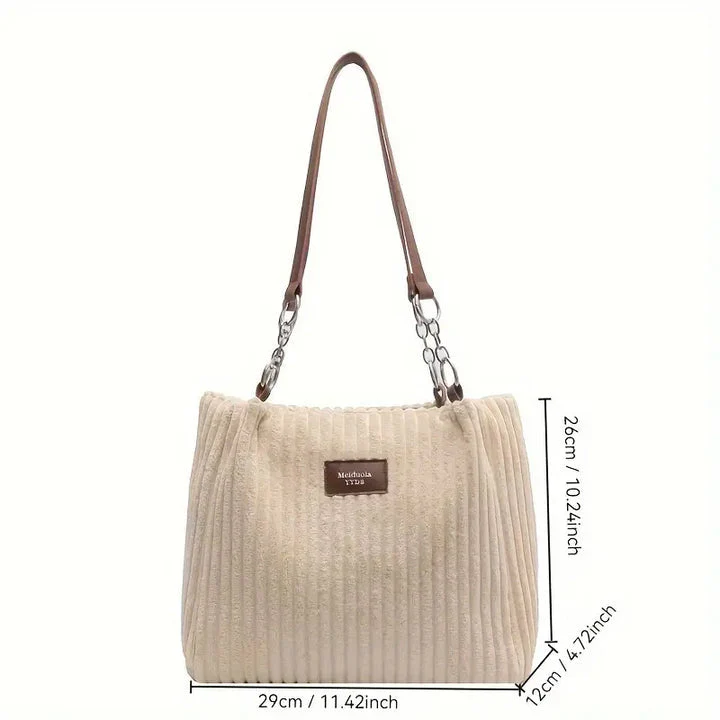 Amanda Sac Shopper Femme – Sac en Velours Côtelé Élégant avec Grand Espace & Bandoulière Réglable - Image 9