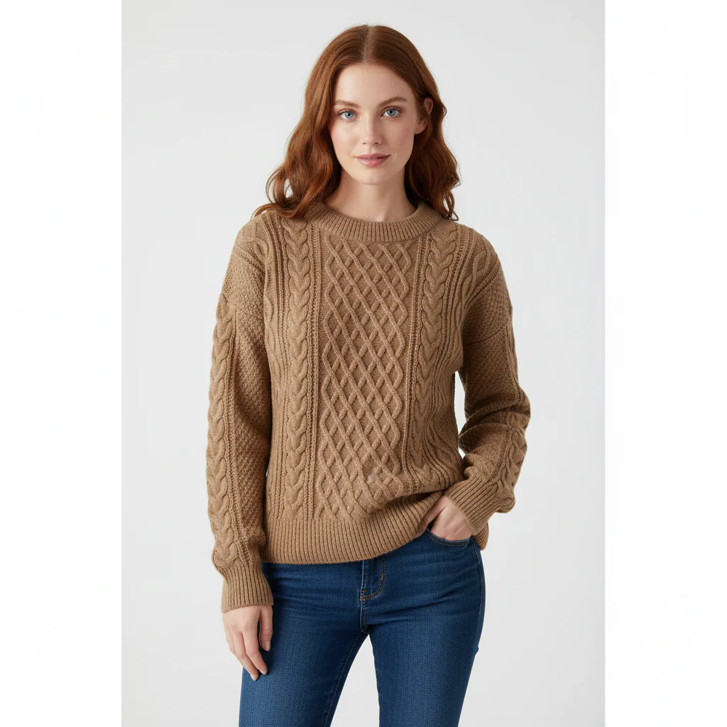 Avey Pull Unisexe – Tricot Doux à Motif Câble avec Col Rond & Coupe Confortable - Image 3