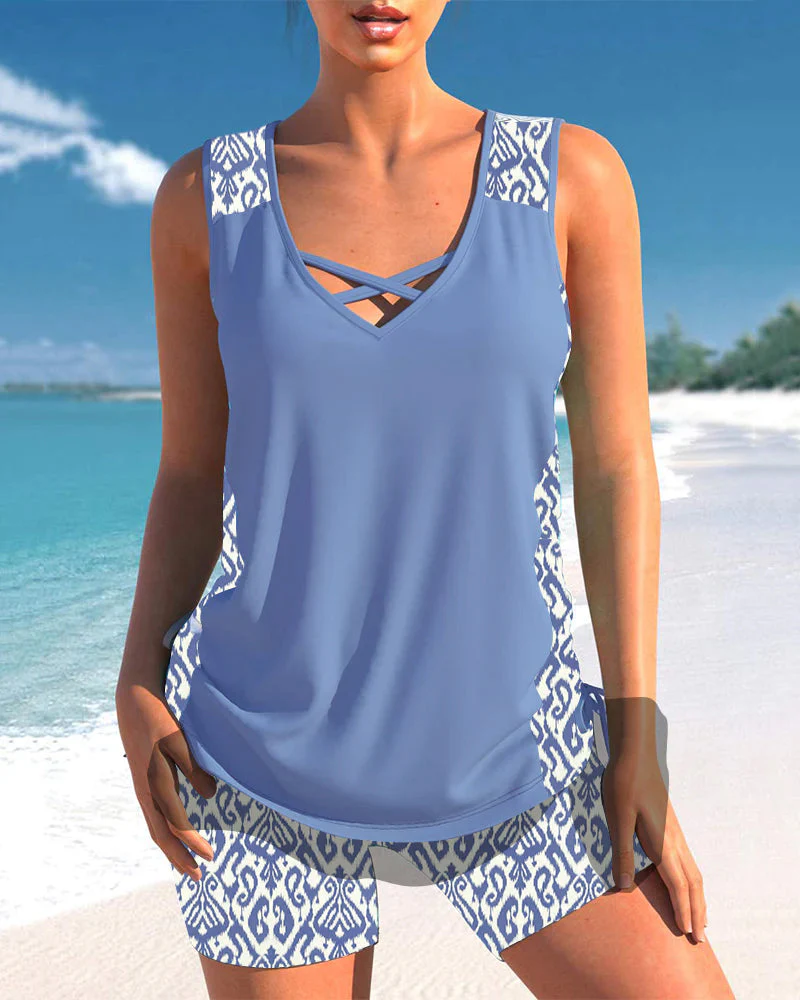 Bienna Tankini Femme – Design Géométrique avec Couvrance Totale & Coupe Confortable - Image 10