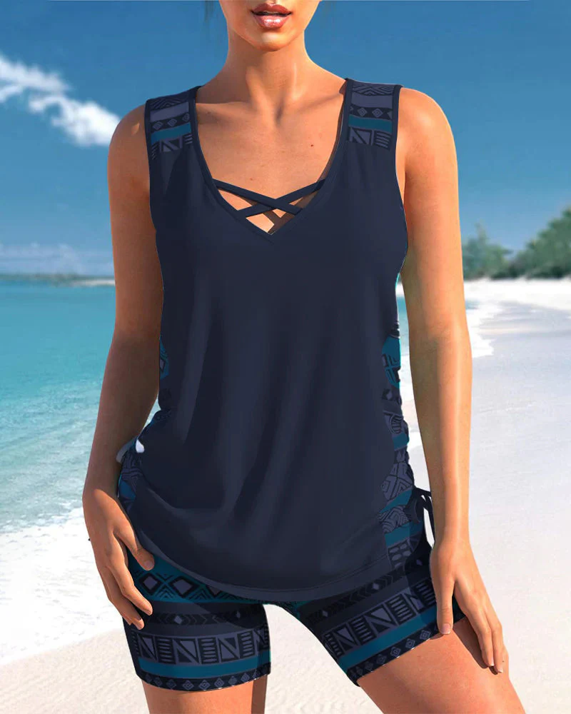 Bienna Tankini Femme – Design Géométrique avec Couvrance Totale & Coupe Confortable - Image 4