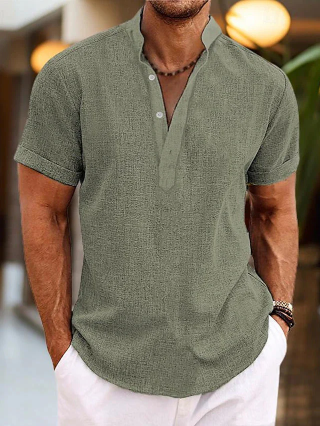 Chemise en Lin pour Homme Silas – Chemise d'Été Respirante avec Col Henley & Manches Courtes - Image 9
