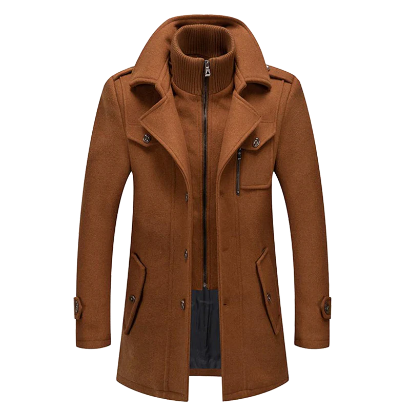 Daniel Manteau Long en Laine pour Homme – Pardessus Élégant Boutonné avec Revers Tailleur - Image 5