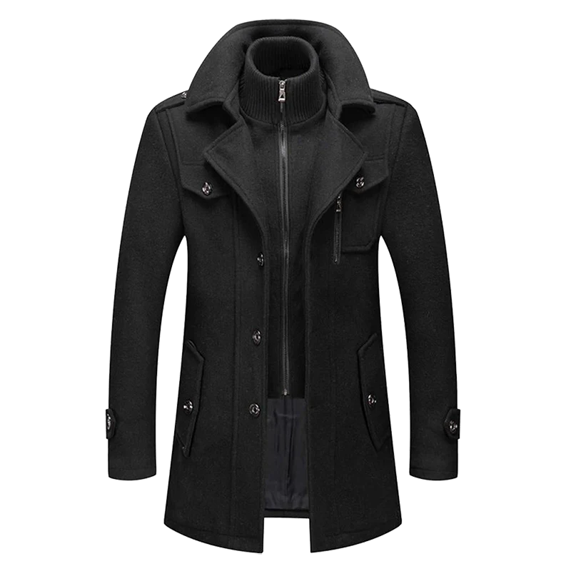 Daniel Manteau Long en Laine pour Homme – Pardessus Élégant Boutonné avec Revers Tailleur - Image 6