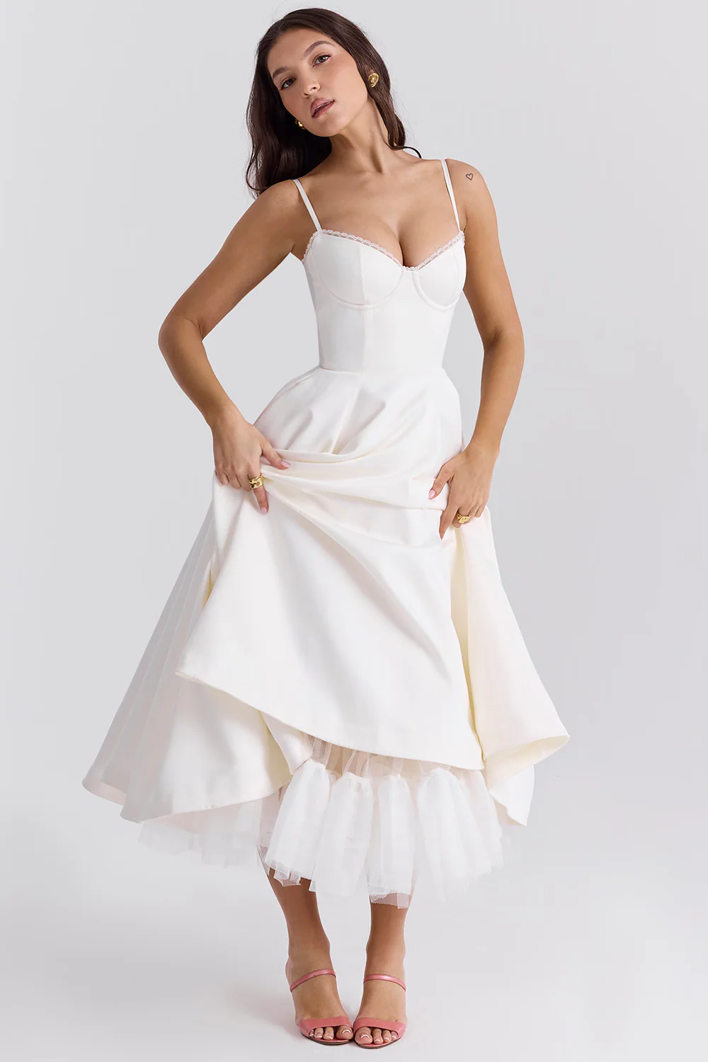 Dawn Robe Midi Femme – Élégante Robe en Tulle avec Bretelles Réglables & Coupe Confortable - Image 8