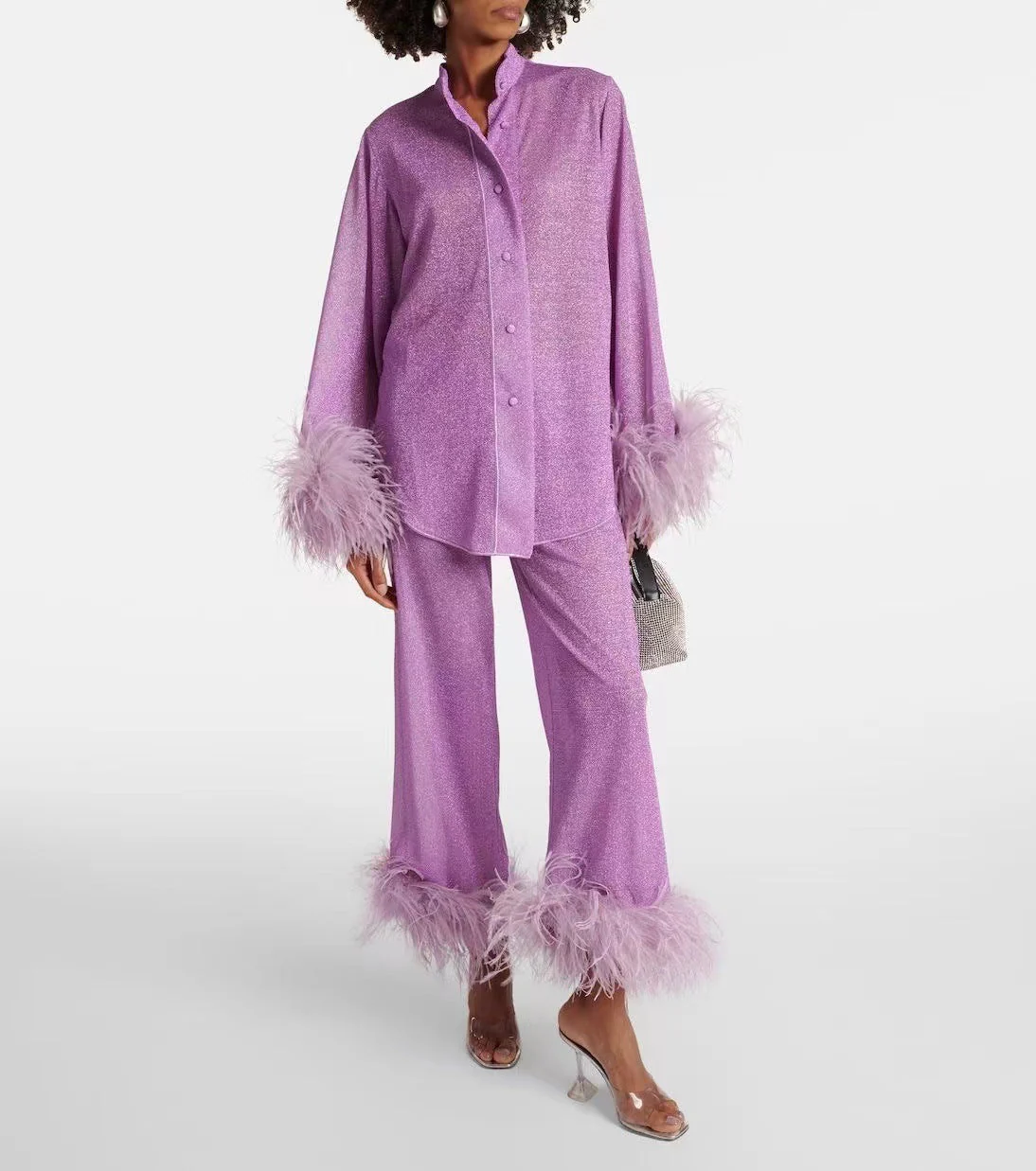 Ensemble Femme Laila – Ensemble Deux Pièces Élégant avec Col à Plumes & Coupe Ample - Image 6