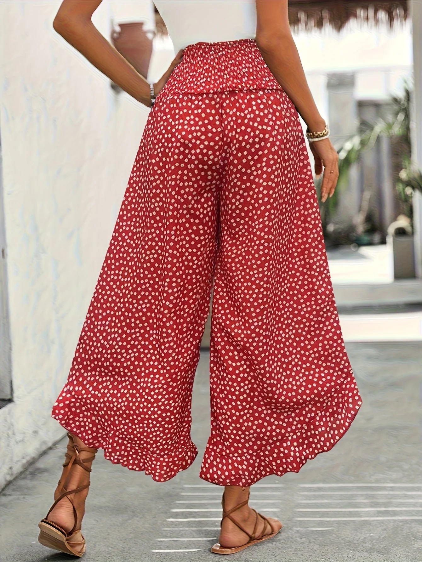 Floravia Pantalon Femme – Pantalon Taille Haute Fluide à Imprimé Floral Chic et Confortable - Image 10