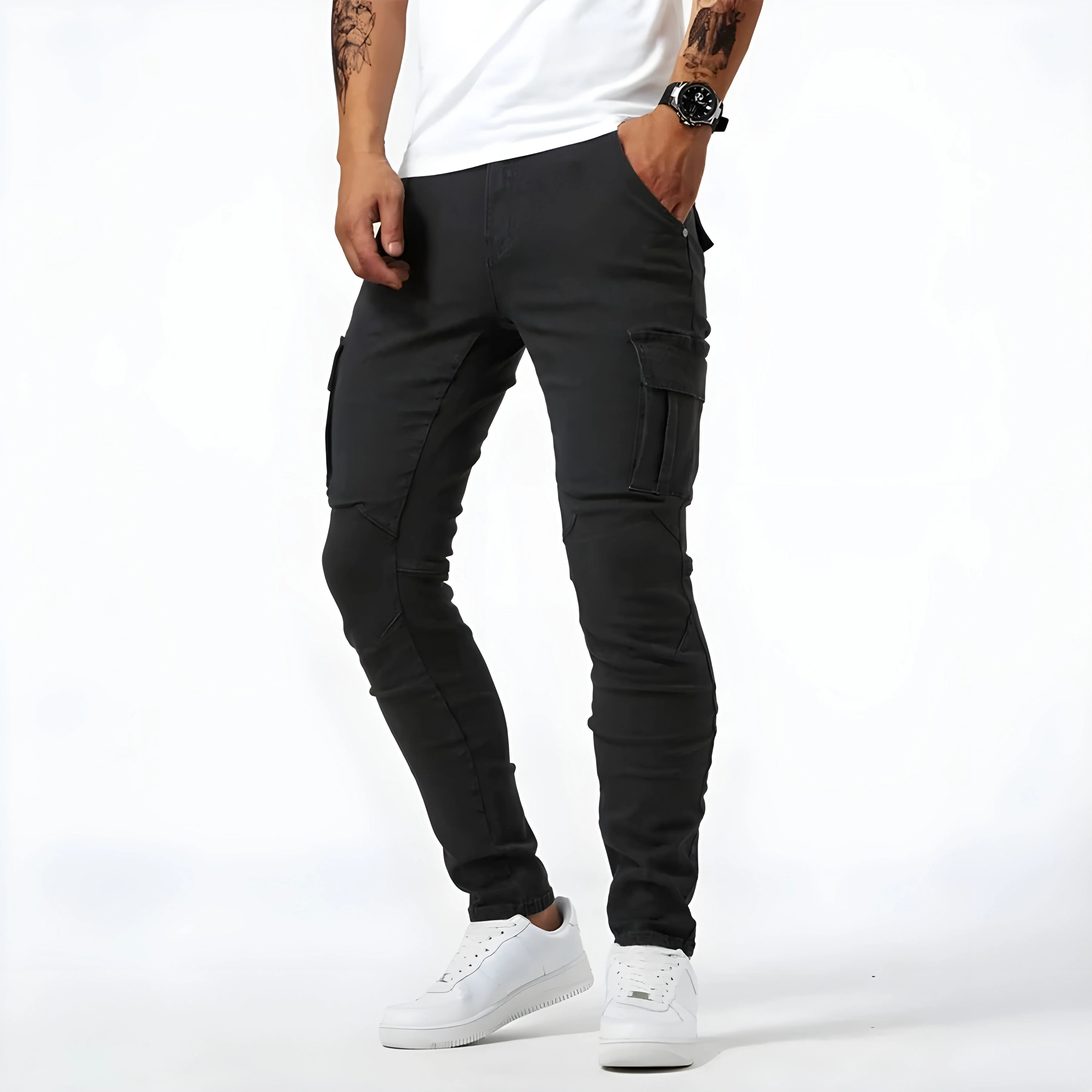 Francois Pantalon Homme – Pantalon Cargo en Denim Élastique Confortable & Moderne - Image 5