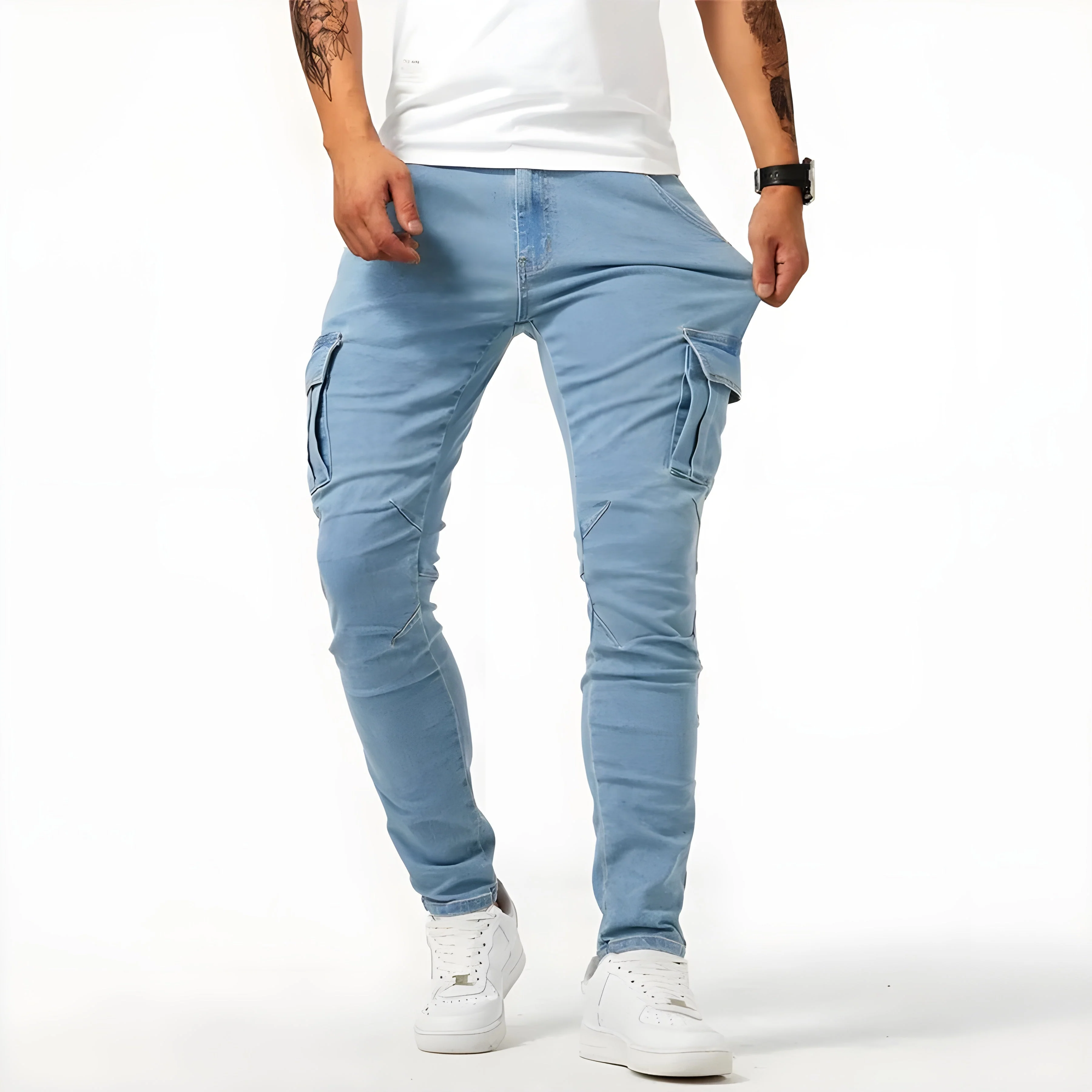 Francois Pantalon Homme – Pantalon Cargo en Denim Élastique Confortable & Moderne - Image 7