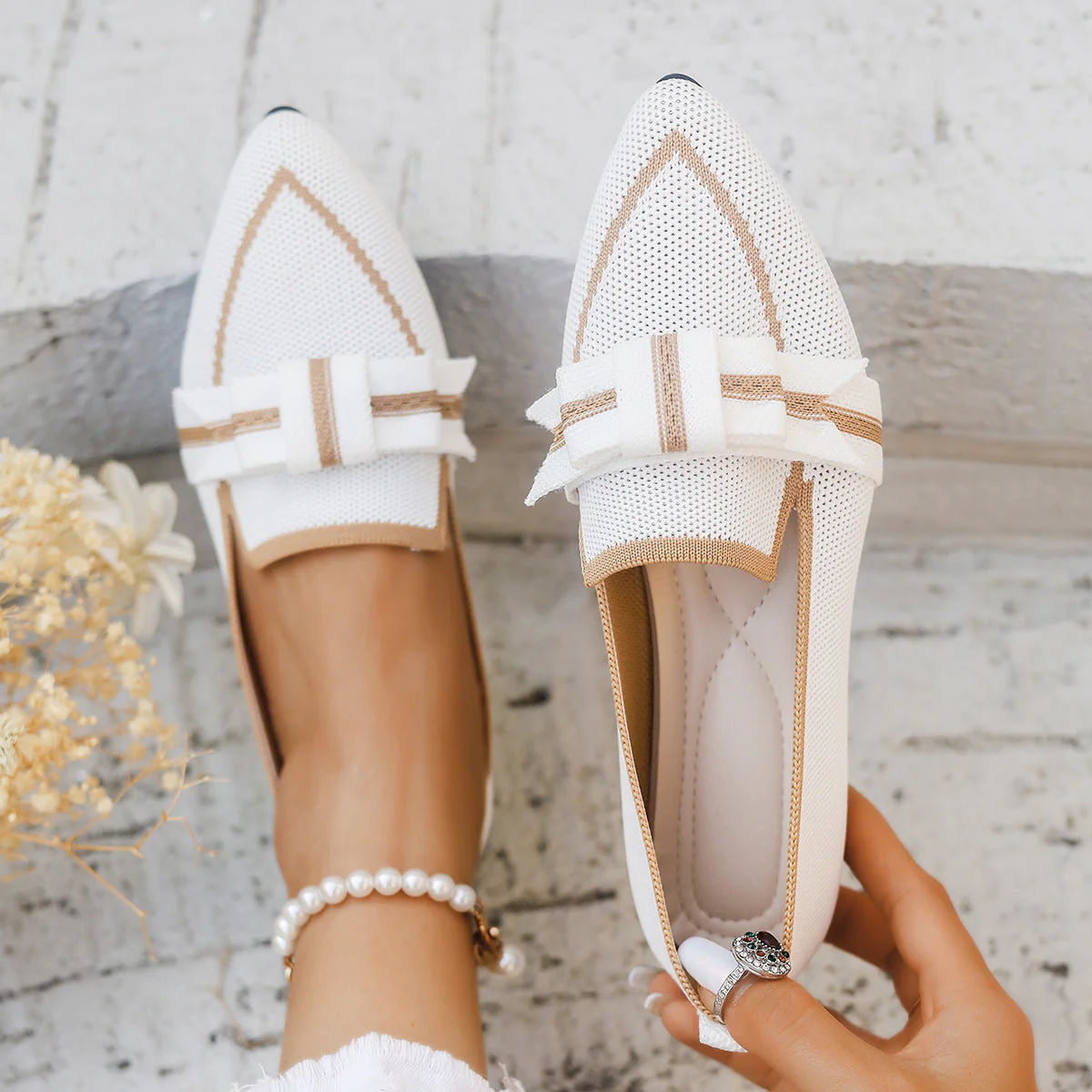 Ivy Ballerines Femme – Chaussures Plates Confortables avec Nœud, Petit Talon & Matière Respirante - Image 3