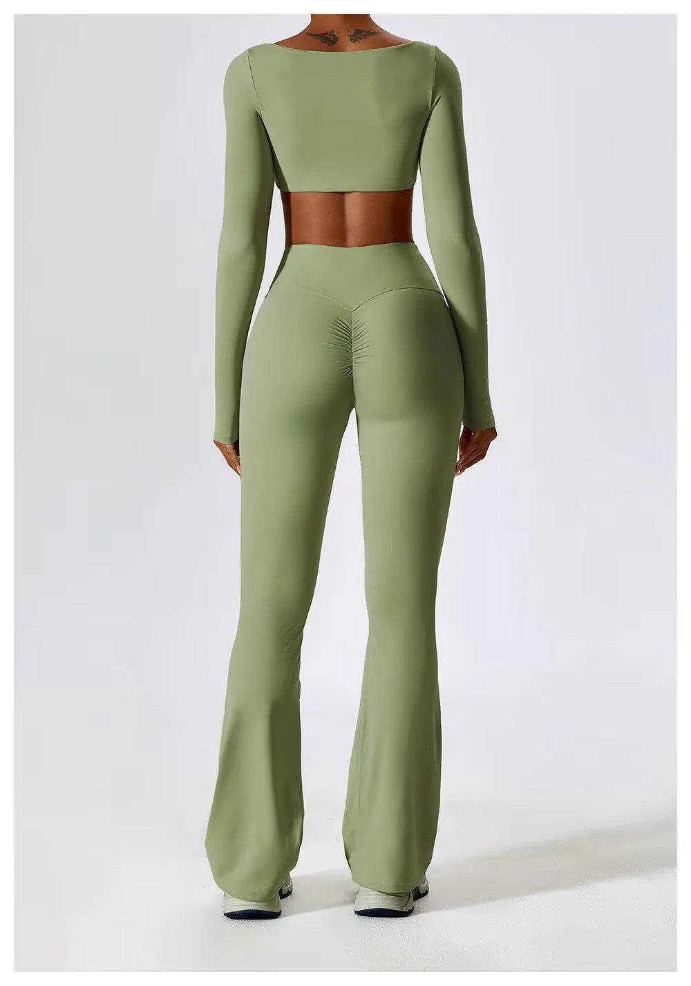 Leila Ensemble de Sport Femme – Tenue Respirante de Yoga & Fitness avec Legging Évasé & Haut Ajusté - Image 14