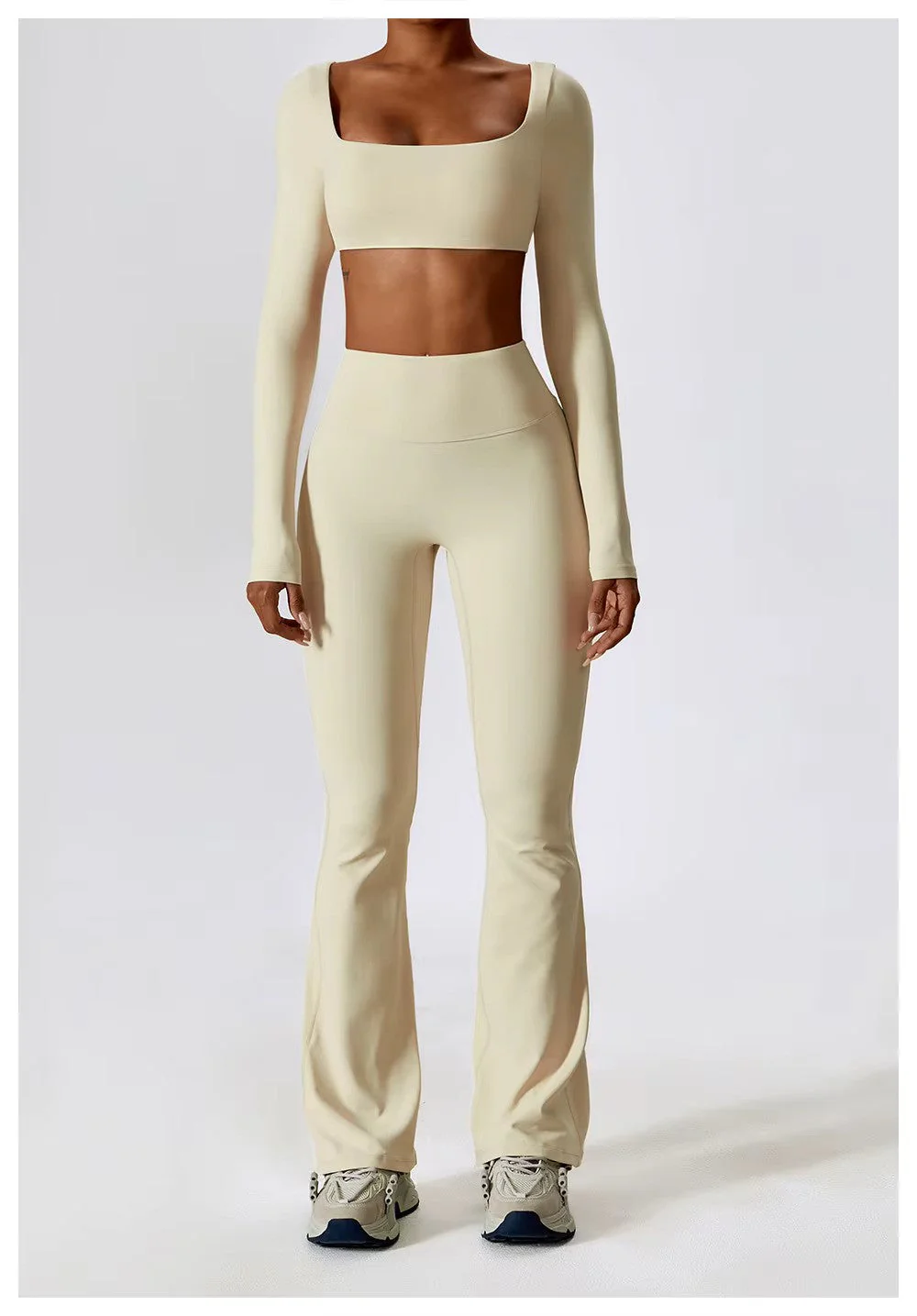 Leila Ensemble de Sport Femme – Tenue Respirante de Yoga & Fitness avec Legging Évasé & Haut Ajusté - Image 22