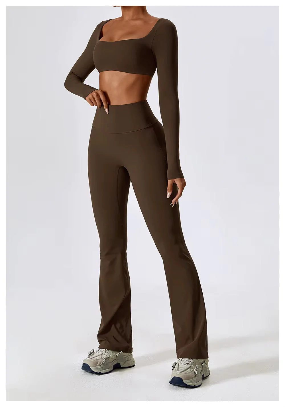 Leila Ensemble de Sport Femme – Tenue Respirante de Yoga & Fitness avec Legging Évasé & Haut Ajusté - Image 9