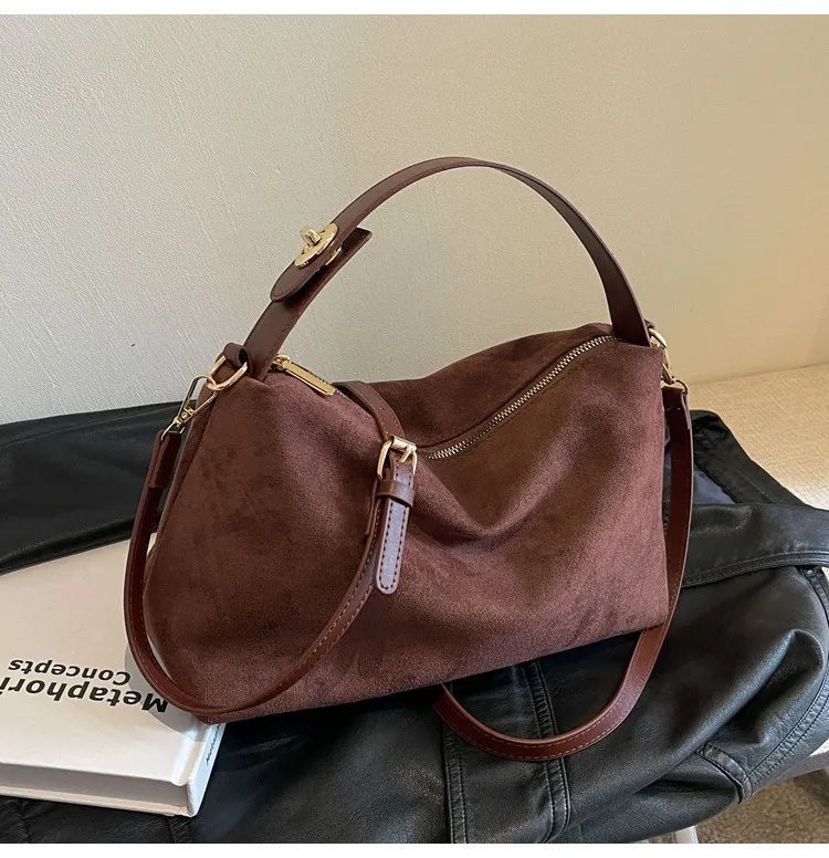 Maëlle Sac à Épaule Femme – Sac Suède Élégant avec Anse Similicuir & Grand Compartiment - Image 11