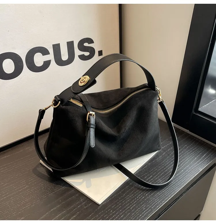 Maëlle Sac à Épaule Femme – Sac Suède Élégant avec Anse Similicuir & Grand Compartiment - Image 13