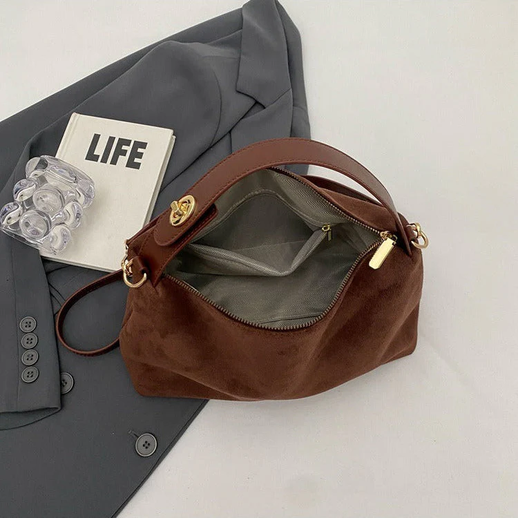 Maëlle Sac à Épaule Femme – Sac Suède Élégant avec Anse Similicuir & Grand Compartiment - Image 4