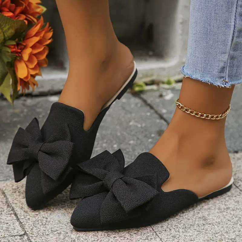 Mules Femme Dani – Chaussons Plates Élégants à Bout Pointu avec Nœud pour un Confort Quotidien - Image 3