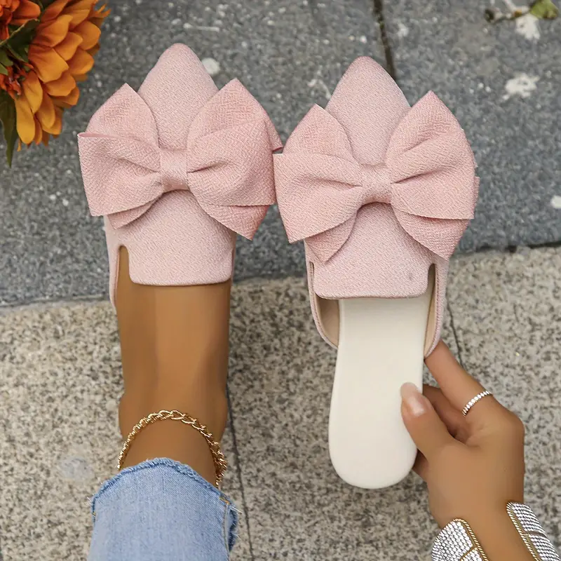 Mules Femme Dani – Chaussons Plates Élégants à Bout Pointu avec Nœud pour un Confort Quotidien - Image 4