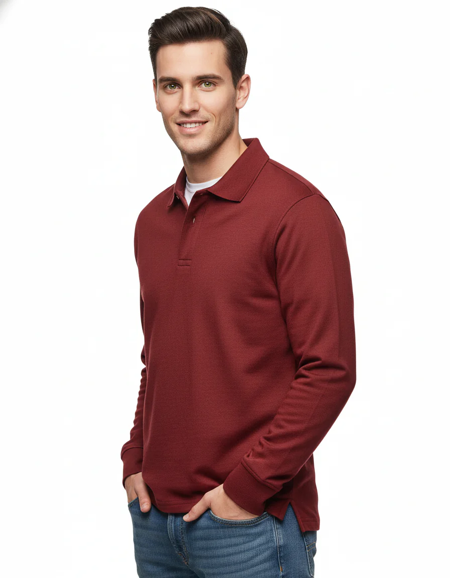River Polo Longues Manches Homme – Polo Confortable en Coton Mélangé avec Coupe Droite - Image 10