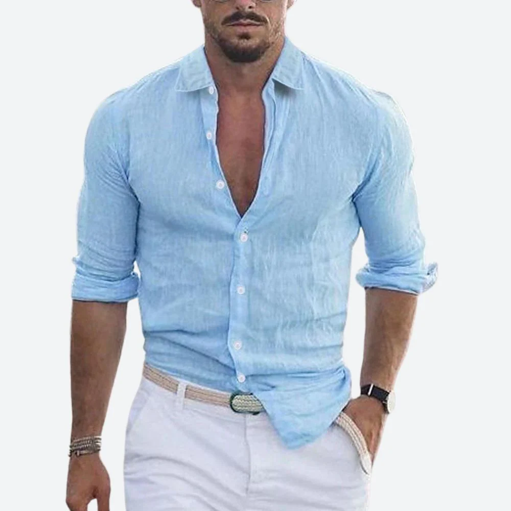 Rogelio | Chemise pour homme à col rabattu avec coupe décontractée pour l'été - Image 4