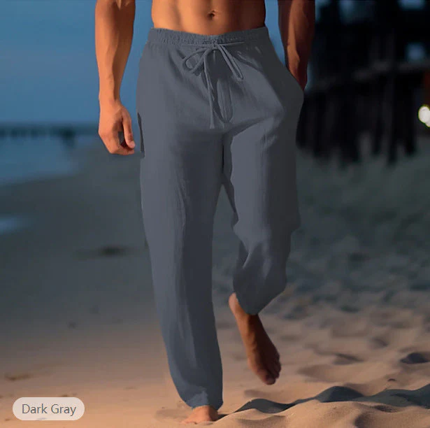 Sean Pantalon Plage Homme – Pantalon Estival en Lin Bleu Clair Respirant avec Cordon de Serrage - Image 9