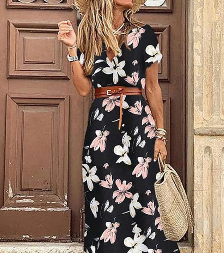 Susan Robe Fleurie Femme – Élégante Robe à Col en V en Polyester avec Coupe Confortable et Style Chic - Image 13